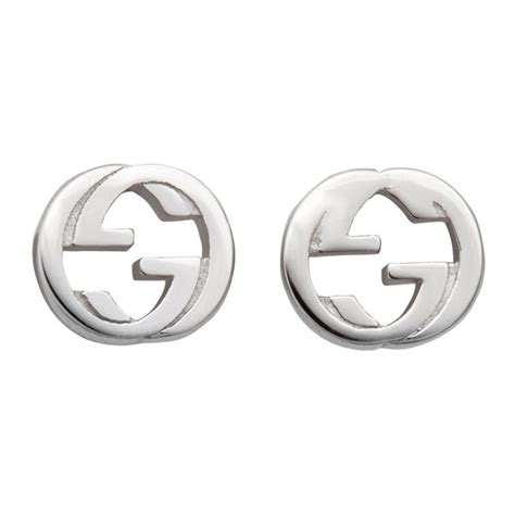 gucci interlocking g silver stud earrings|gucci silver dangling earrings.